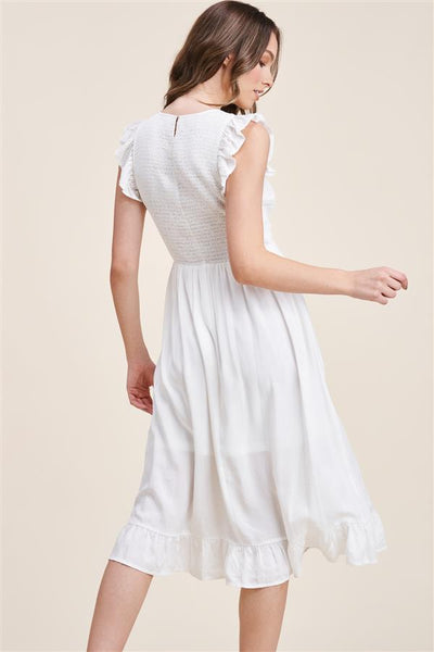 Anika Smocked Dress - White