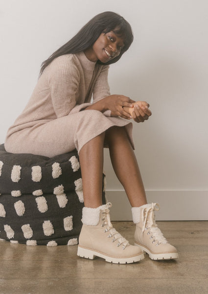 Aaliyah Beige Combat Boots