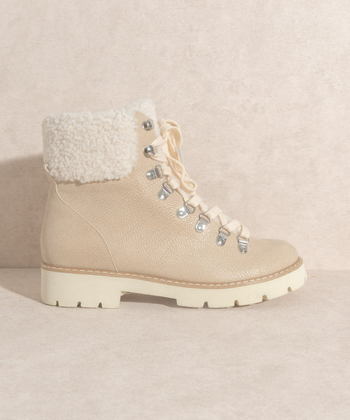 Aaliyah Beige Combat Boots