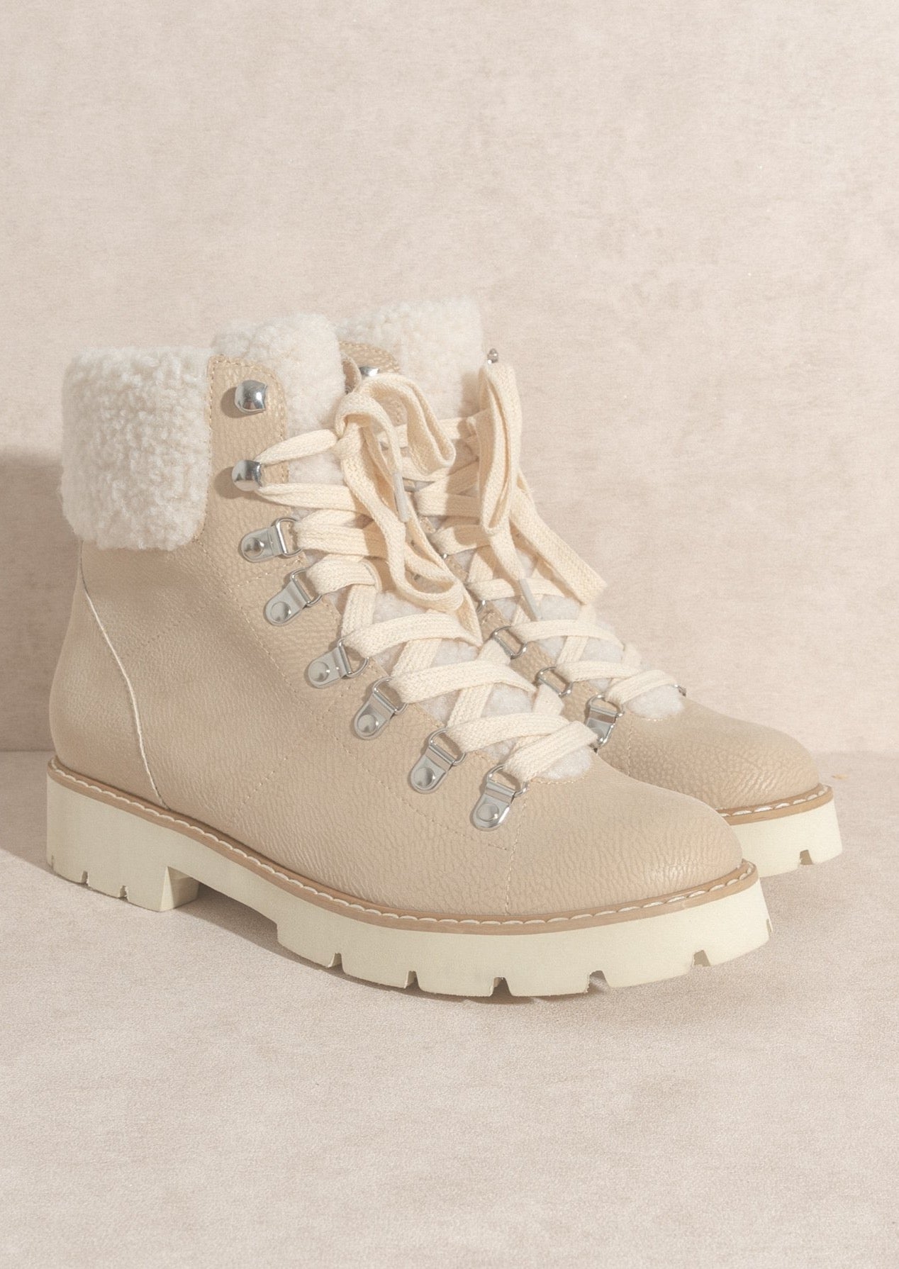 Aaliyah Beige Combat Boots