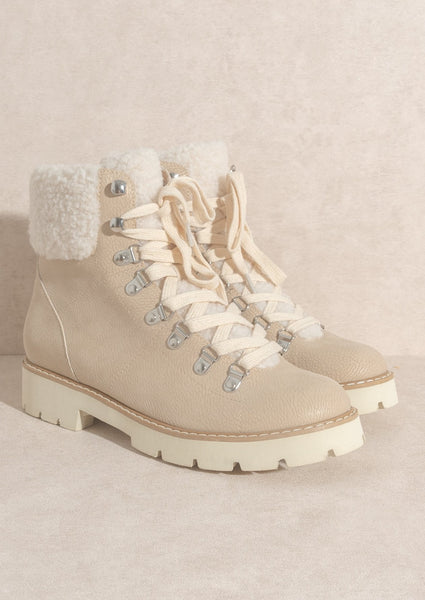 Aaliyah Beige Combat Boots