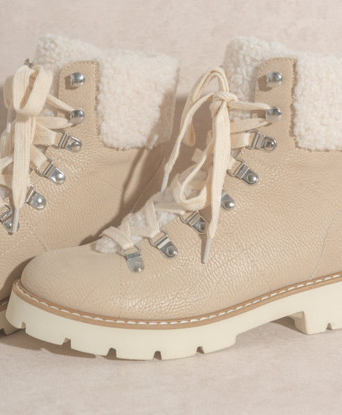 Aaliyah Beige Combat Boots