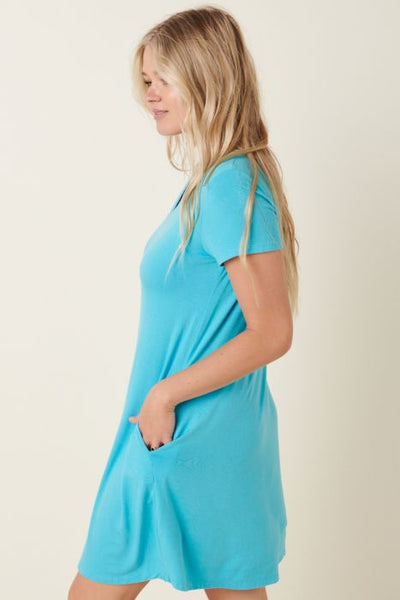 Bamboo T-Shirt Dress - Blue