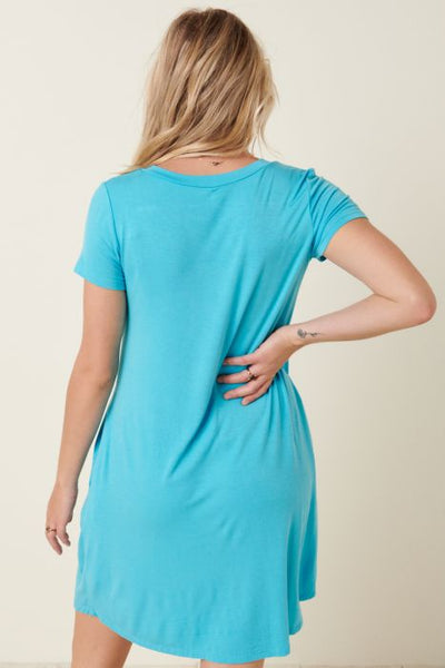 Bamboo T-Shirt Dress - Blue