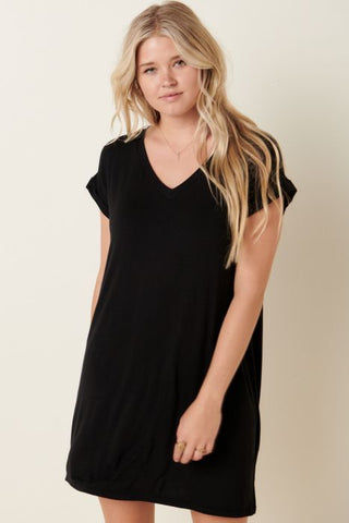 Bamboo T-Shirt Dress - Black