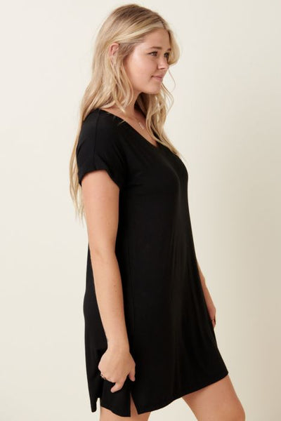 Bamboo T-Shirt Dress - Black