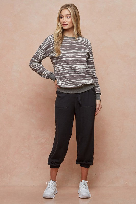 Side Button Jogger Pants - Black