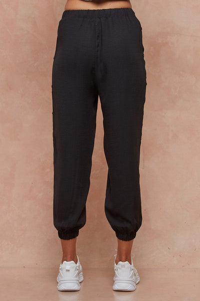 Side Button Jogger Pants - Black