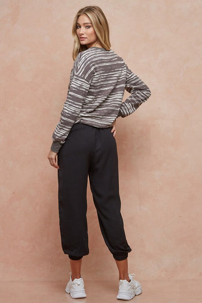 Side Button Jogger Pants - Black