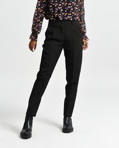 Black Pleated Pocket Dress Pants