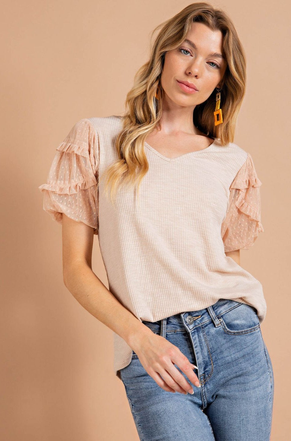 Swiss Dot Sleeve Top
