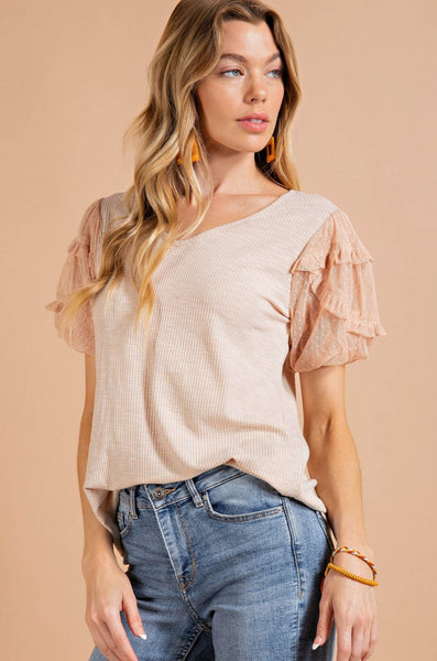 Swiss Dot Sleeve Top
