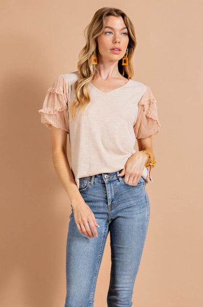 Swiss Dot Sleeve Top