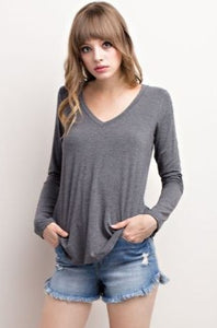 Avery Bamboo V-Neck - Charcoal