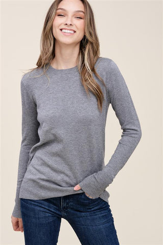 Blake Button Sleeve Sweater - Grey