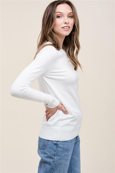 Blake Button Sleeve Sweater - Ivory