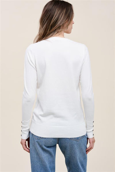 Blake Button Sleeve Sweater - Ivory