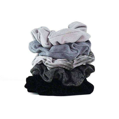 Velvet Scrunchies - Black + Gray