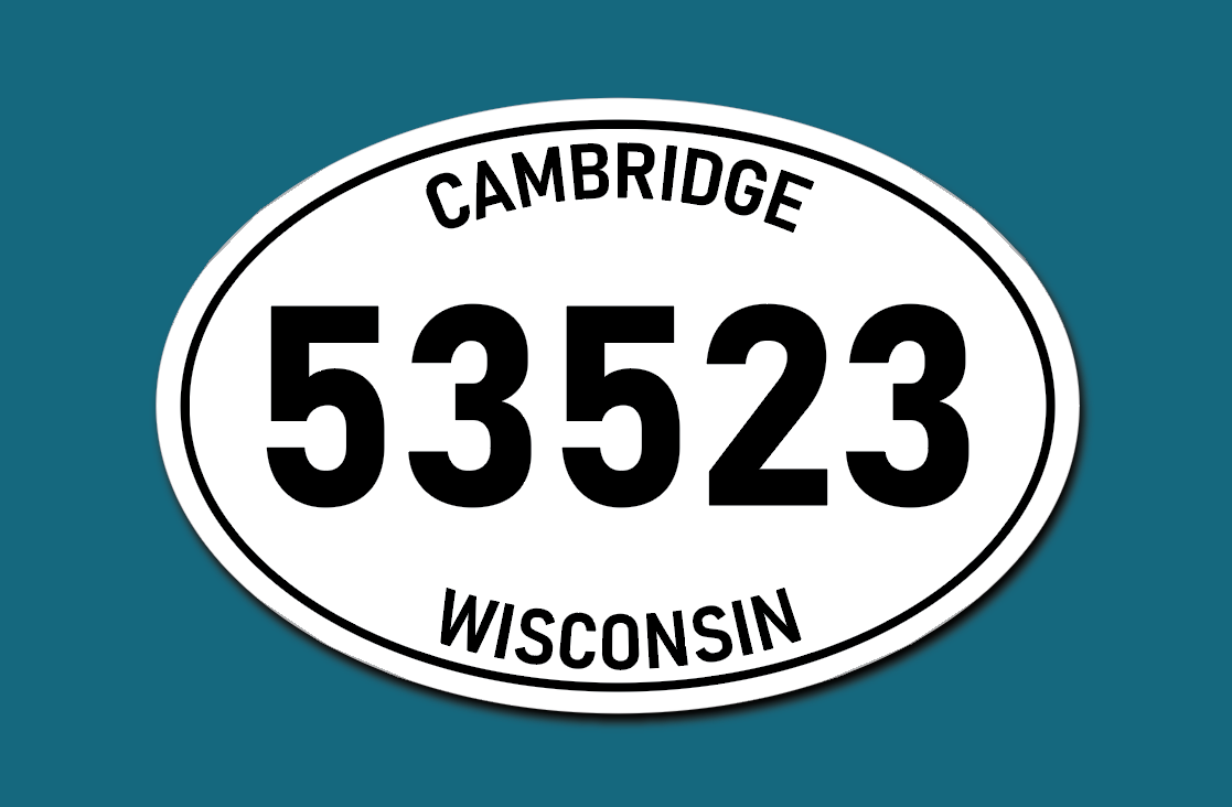 "Cambridge, WI 53523" Vinyl Sticker