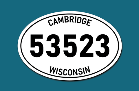 "Cambridge, WI 53523" Vinyl Sticker