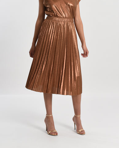 Copper Pleated Skirt