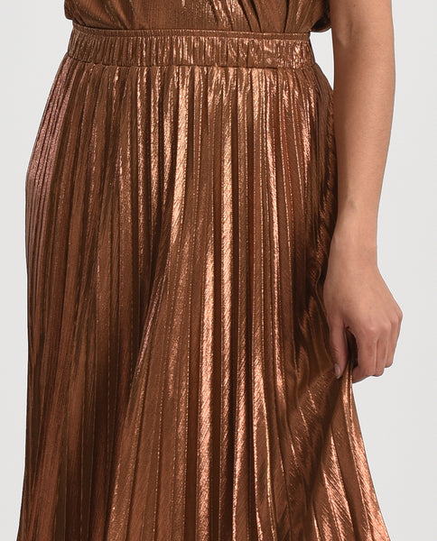 Copper Pleated Skirt