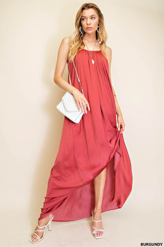 Goddess Gown Maxi Dress - Dark Coral