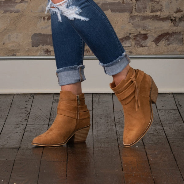 Top Knot Tassel Booties - Cognac