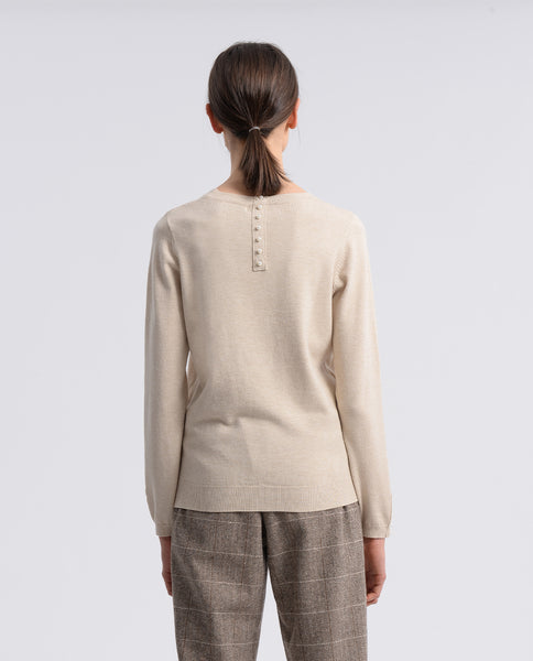 Cream Pearl-Trimmed Sweater