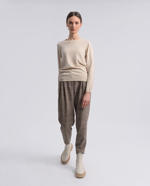 Cream Pearl-Trimmed Sweater