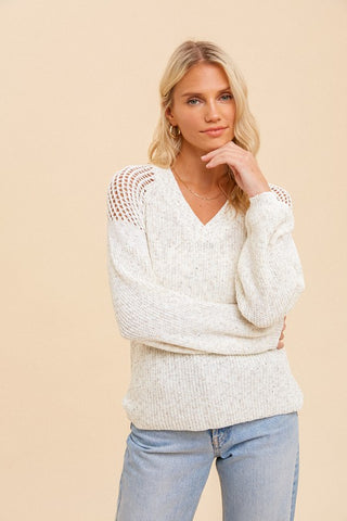 Crochet Shoulder Lightweight Sweater