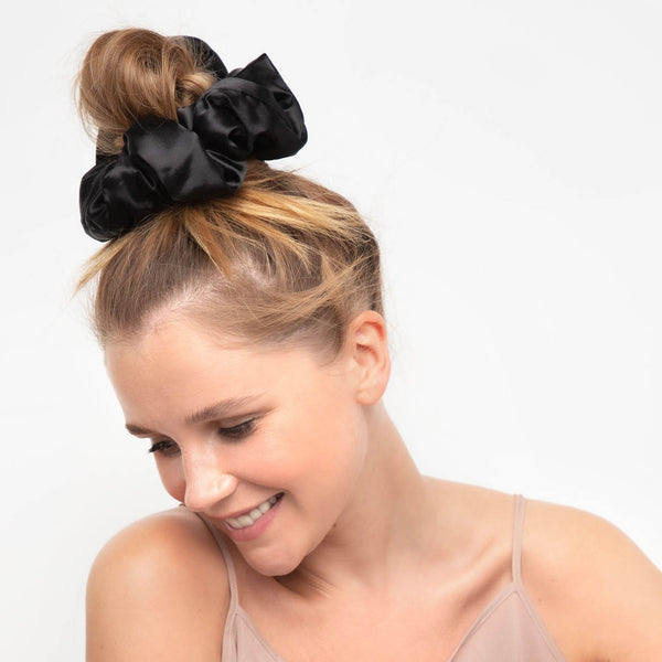 Satin Pillow Scrunchies - Black + Gold