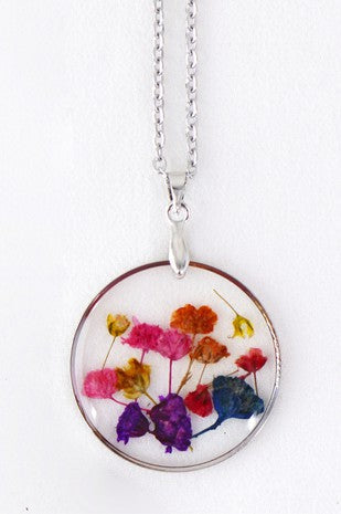Pressed Flower Necklace - Pink