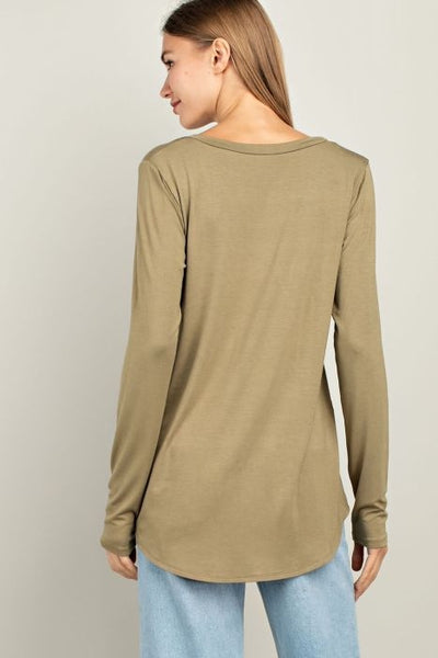 Avery Bamboo V-Neck - Light Olive