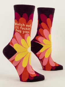 Watch Out, I'll F*ing Hug You - Women's Crew Socks