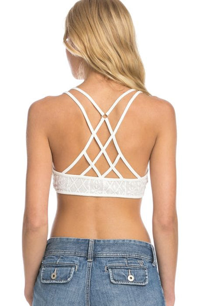 Strappy Lace Bralette - Ivory