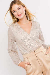 Sequin Bodysuit - Champagne