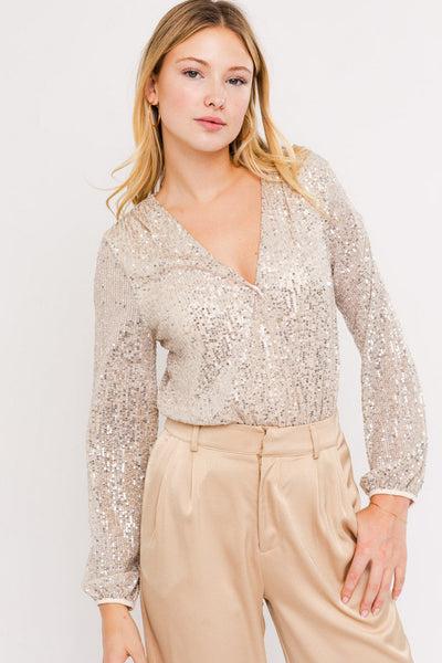 Sequin Bodysuit - Champagne