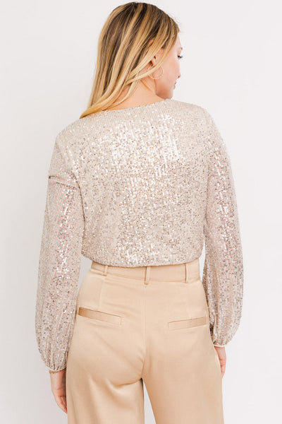 Sequin Bodysuit - Champagne