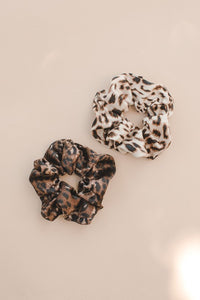 Oversized Leopard Print Hair Scrunchies