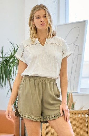 Ruffle Shorts - Green
