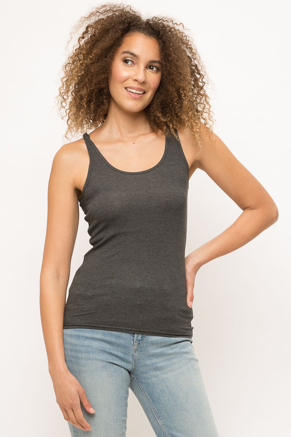 Ribbed Tank Top - Charcoal