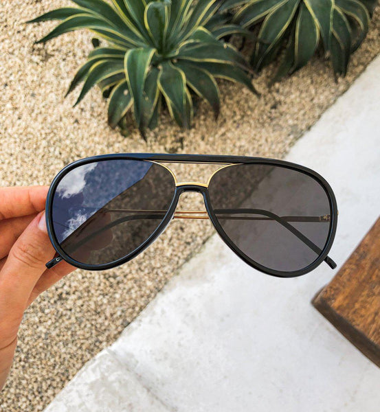 Shay Aviator Sunglasses - Black