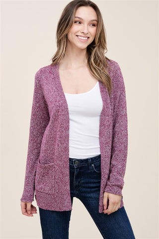 Side Button Cardigan - Plum