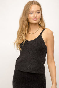 Claire Soft Sweater Tank - Black