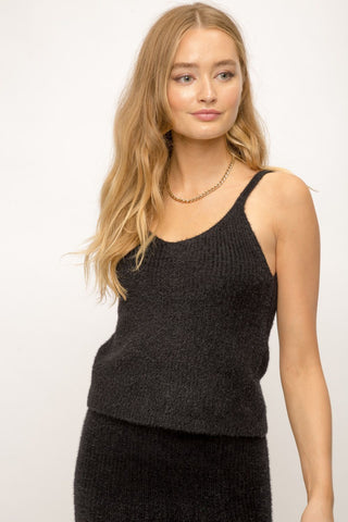 Claire Soft Sweater Tank - Black