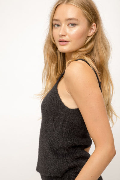 Claire Soft Sweater Tank - Black