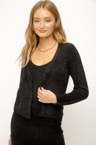 Claire Soft Sweater Cardigan - Black