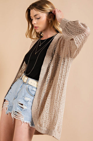 Open Weave Cardigan - Taupe
