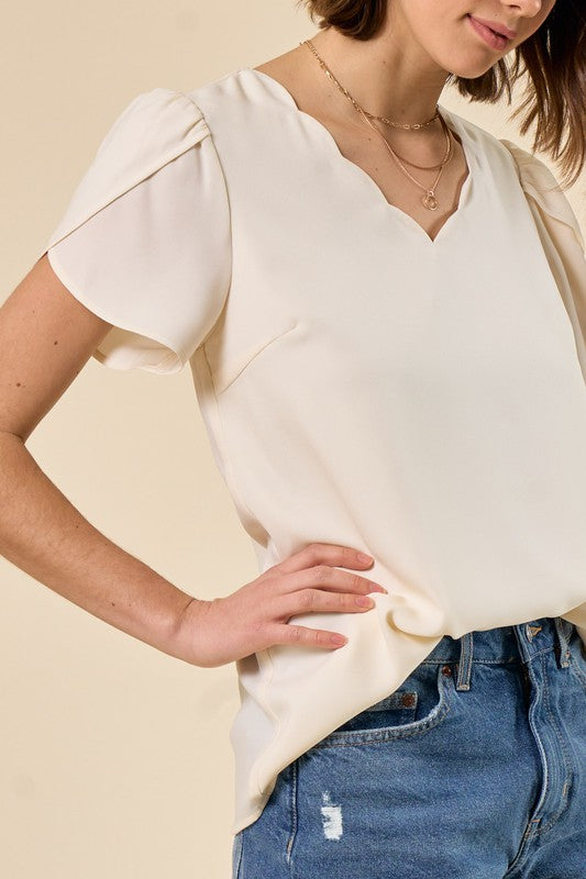 Tulip Sleeve Blouse - Ivory